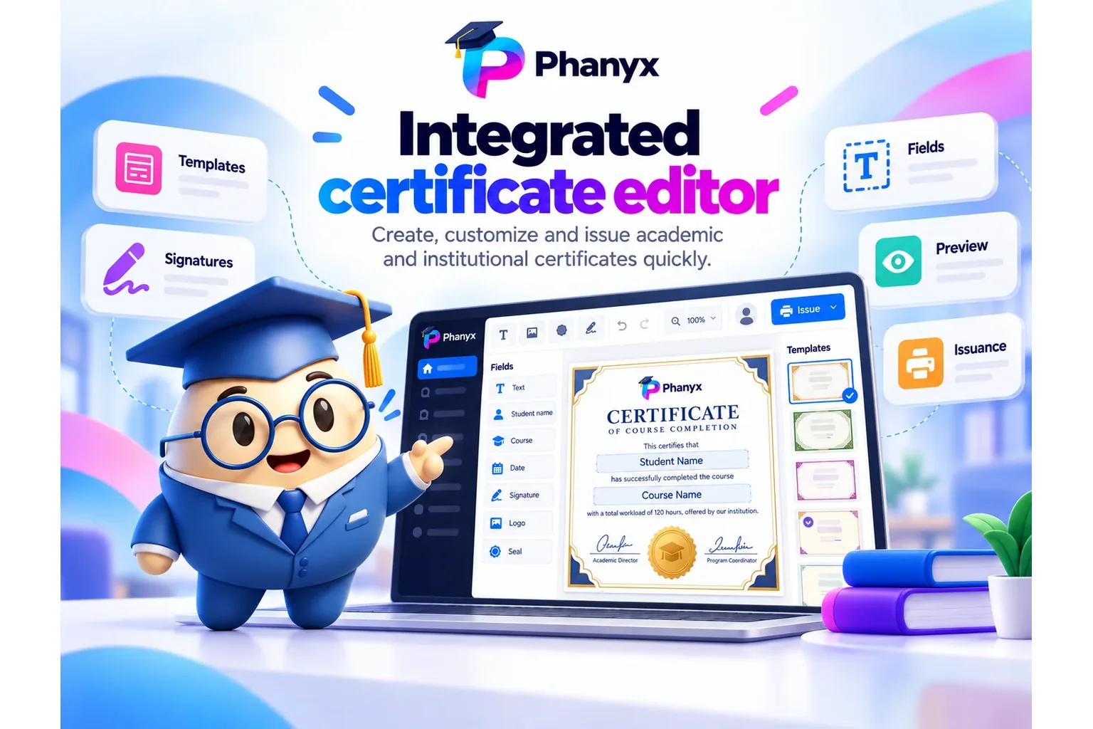 PHANYX integrated academic certificate editor
